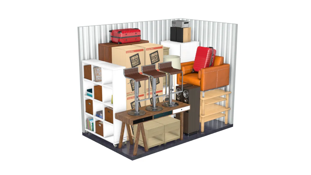 Example of filled 65 square foot room